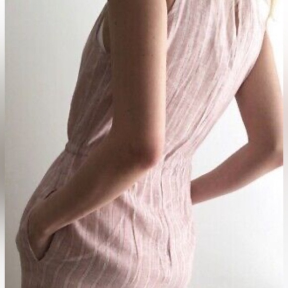 DREW For Anthropologie Oat Tan Linen Blend Jumpsuit Small - Picture 9 of 13